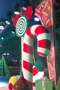 Disney Holiday Dance Party 2019 closeup of Candy Cane foam prop