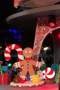 Disney Holiday Dance Party 2019 gingerbread man, candy swirl and gum drops