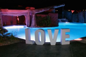 Foam Love Letters by the pool