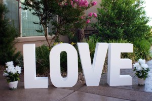 White Love Letters in the flower bed