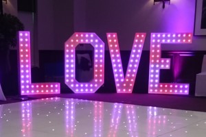 Large love letters with LED lighting