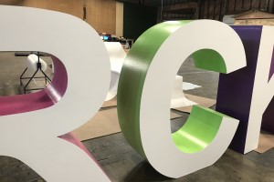 Closeup of Large Foam Letters RCKT