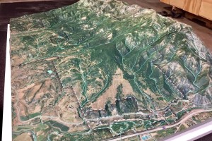 Closeup of a topographical model for a planning and engineering firm