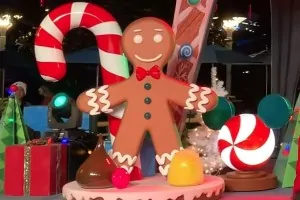 Foam prop of gingerbread man Christmas display for Disneyland Resort